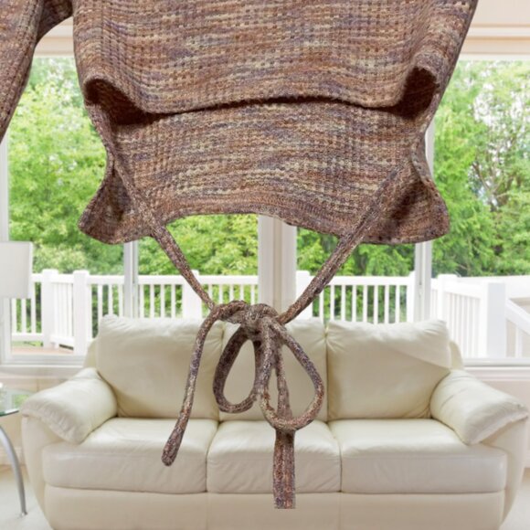 DAZY Fuzzy Knit Tie-Back Cropped Sweater Top Size Small - Picture 3 of 9